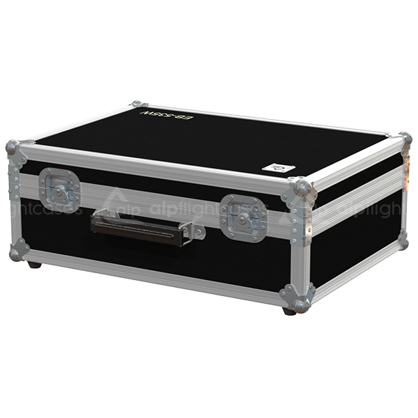 Exterior front view of the Epson EB-535W projector flight case featuring a durable PVC finish, black leather imitation handle, and small butterfly catches by ALP Flight Cases