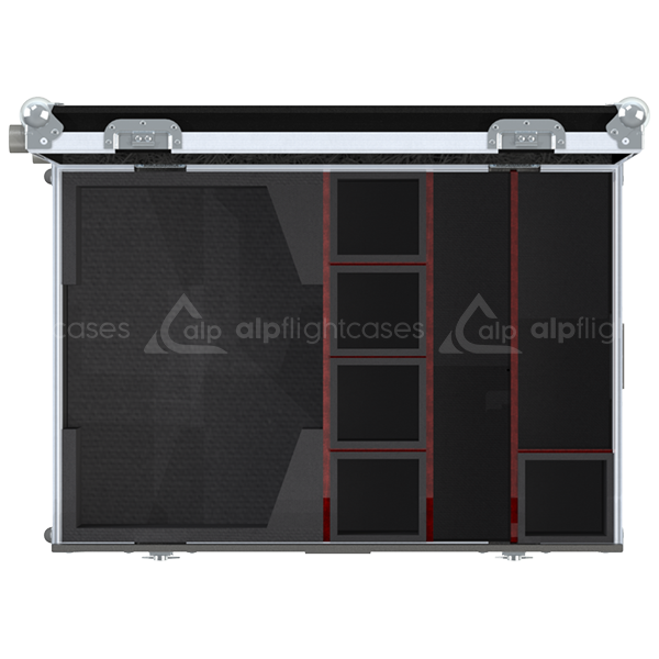 Open view of the projector flight case interior highlighting the custom shock-absorbing foam lining designed specifically for the Epson EB-G5950 1DLP