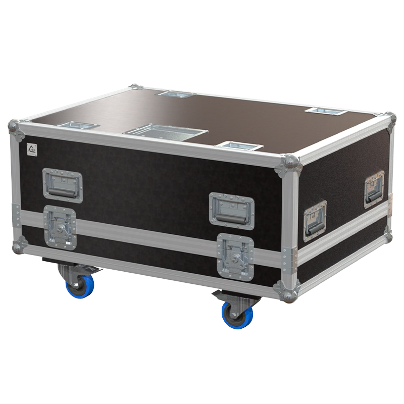 Exterior front view of the professional Epson EB-L1075U and frame flight case featuring 10mm Birch Plywood, durable PVC finish, and heavy-duty wheels by ALP Flight Cases