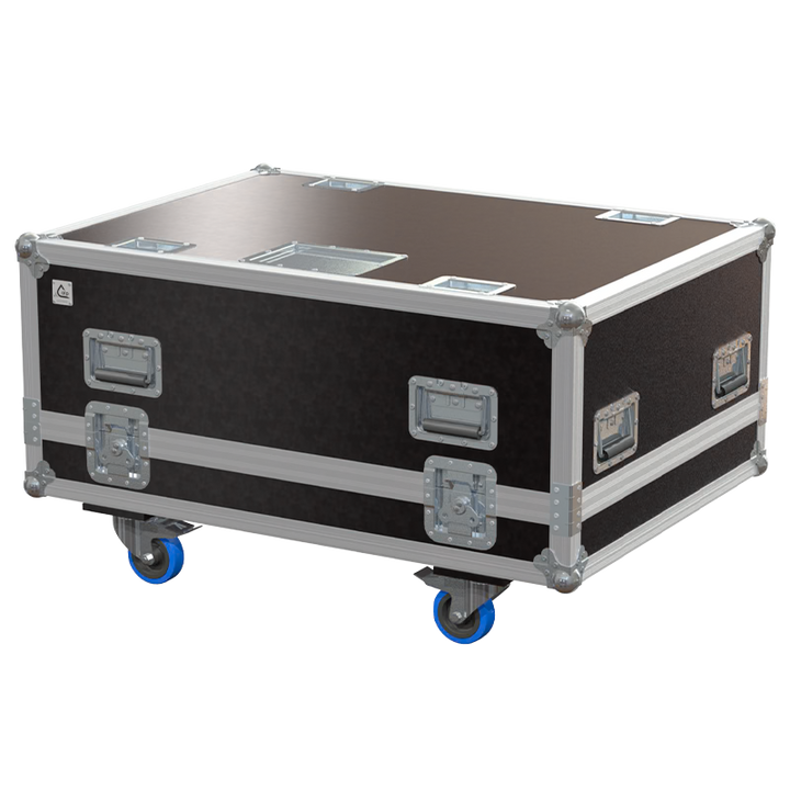 Exterior front view of the professional Epson EB-L1075U and frame flight case featuring 10mm Birch Plywood, durable PVC finish, and heavy-duty wheels by ALP Flight Cases