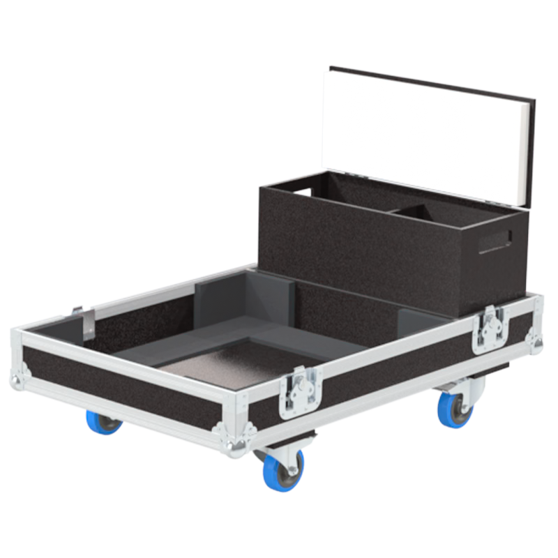 Open view of the projector flight case interior highlighting the custom shock-absorbing foam lining precisely engineered for the Epson EB-L1105U chassis