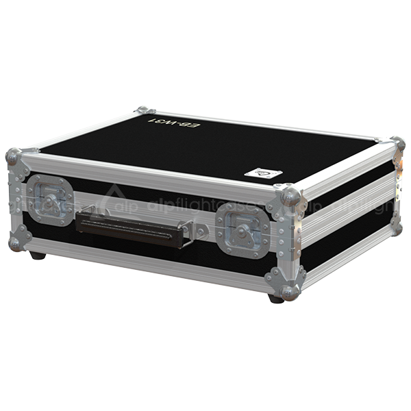 Exterior front view of the ultra-compact Epson EB-W31 projector flight case featuring a durable PVC finish, black leather imitation handle, and small butterfly catches by ALP Flight Cases