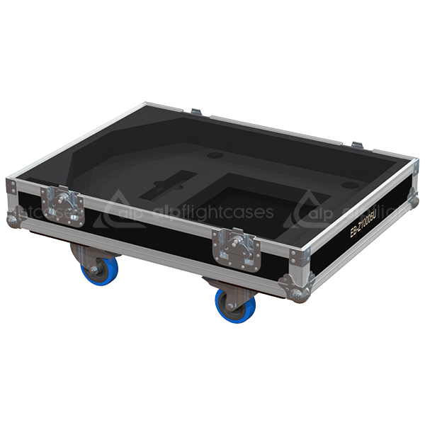 Open view of the projector flight case interior highlighting the custom shock-absorbing foam lining designed to securely hold the Epson EB-Z10005U