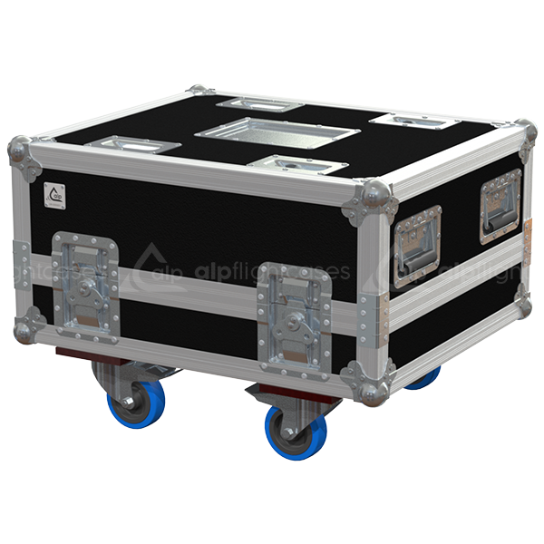 Exterior front view of the NEC 621/U projector flight case with PVC finish and heavy-duty 100mm wheels by ALP Flight Cases