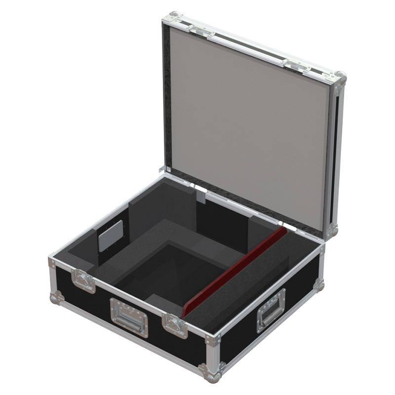 Open view of the projector flight case interior highlighting the custom shock-absorbing foam lining precisely engineered for the Optoma ZU1050 optics and chassis
