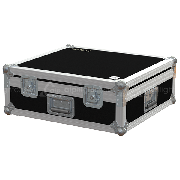 Exterior front view of the Panasonic PT-EZ770ZEJ projector flight case featuring a durable PVC finish and small butterfly catches by ALP Flight Cases