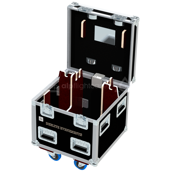 Empty interior view of the professional flight case, highlighting the precision-engineered compartment for motor housing and cabling.
