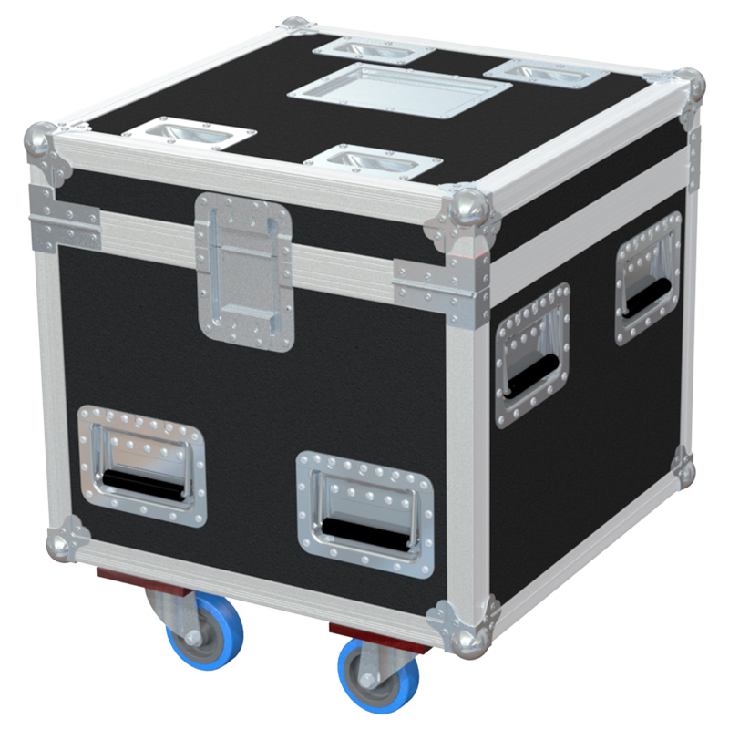Rear view of ALP touring flight case designed for 1x Prolyft PLE 12 motor