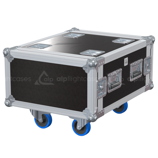 Front view of the professional Rack 2D 19 inch 6U 550mm depth flight case with wheels by ALP Flight Cases