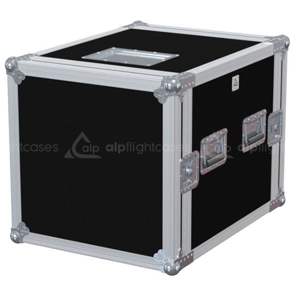 Front view of the professional Rack 2D PRO 19 inch 10U 550mm depth flight case by ALP Flight Cases