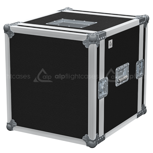 Front view of the professional Rack 2D PRO 19 inch 12U 450mm depth flight case by ALP Flight Cases
