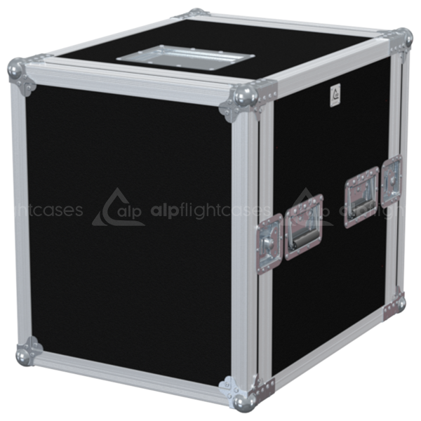 Front view of the professional Rack 2D PRO 19 inch 12U 550mm depth flight case by ALP Flight Cases