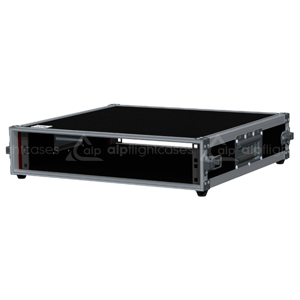Front view of the professional Rack 2D PRO 19 inch 1U 250mm depth flight case by ALP Flight Cases