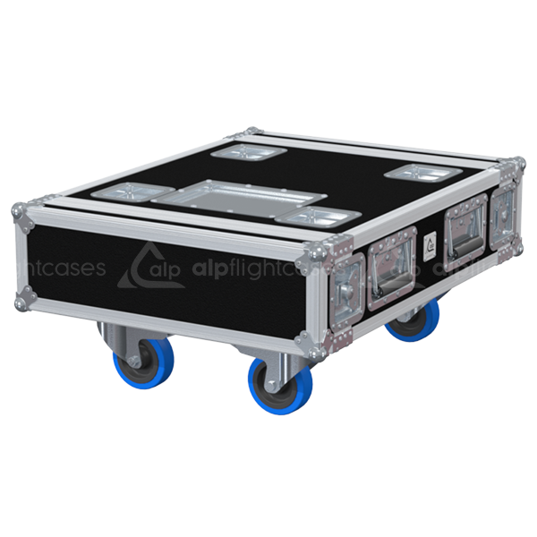 Front view of the professional Rack 2D PRO 19 inch 3U 550mm depth flight case with wheels by ALP Flight Cases