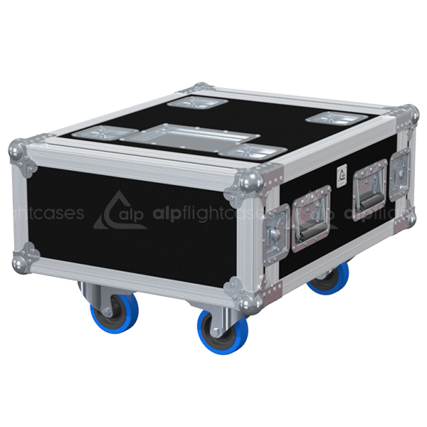 Front view of the professional Rack 2D PRO 19 inch 4U 550mm depth flight case with wheels by ALP Flight Cases