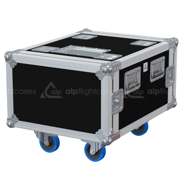 Front view of the professional Rack 2D PRO 19 inch 6U 550mm depth flight case with wheels by ALP Flight Cases