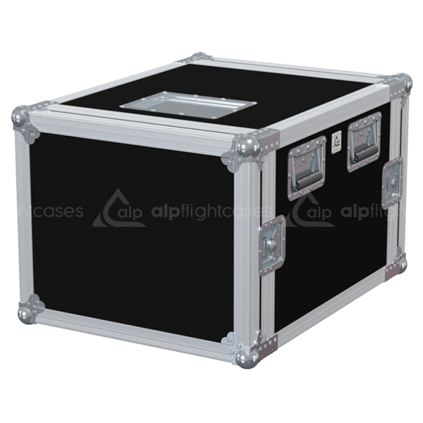 Front view of the professional Rack 2D PRO 19 inch 8U 550mm depth flight case by ALP Flight Cases