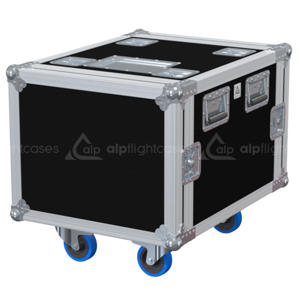 Front view of the professional Rack 2D PRO 19 inch 8U 550mm depth flight case with wheels by ALP Flight Cases