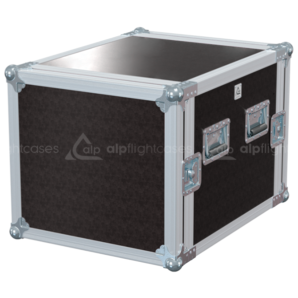 Front view of the professional Rack 2D STD 19 inch 10U 550mm depth flight case by ALP Flight Cases
