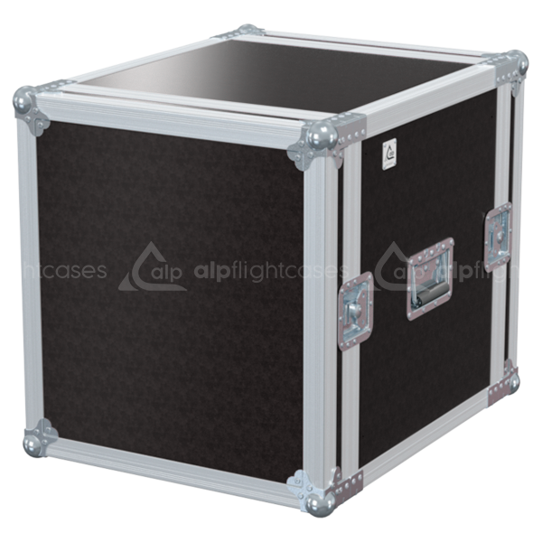 Front view of the professional Rack 2D STD 19 inch 12U 450mm depth flight case by ALP Flight Cases