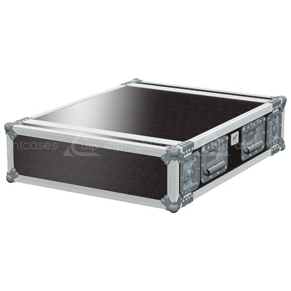 Front view of the professional Rack 2D STD 19 inch 3U 550mm depth flight case by ALP Flight Cases