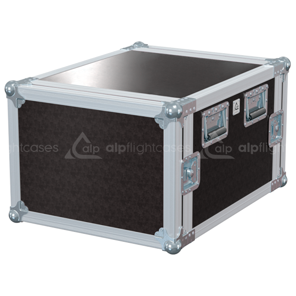 Front view of the professional Rack 2D STD 19 inch 8U 550mm depth flight case by ALP Flight Cases