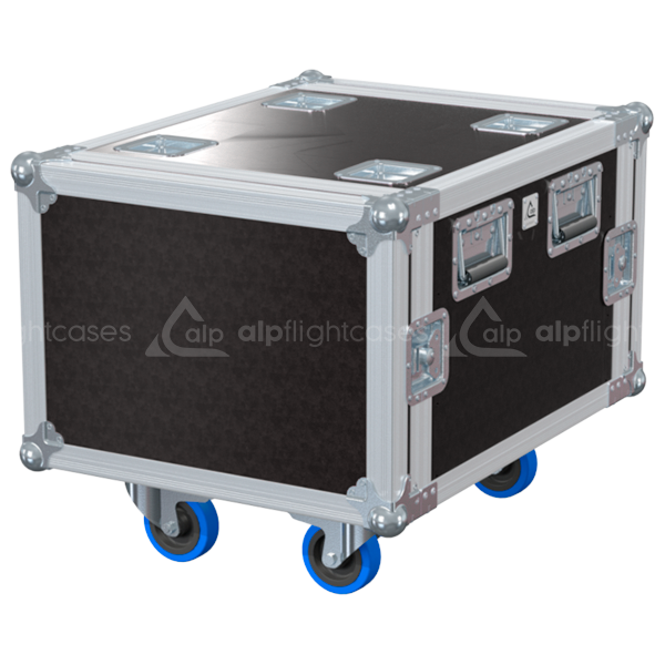 Front view of the professional Rack 2D STD 19 inch 8U 550mm depth flight case with wheels by ALP Flight Cases