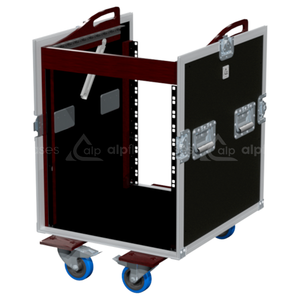 Open view of the 3D PRO rack flight case demonstrating the 12U front and 12U top mounting capabilities for large mixing consoles