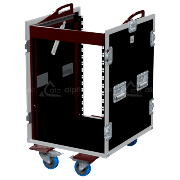 Open view of the 3D PRO rack flight case demonstrating the 14U front and 12U top mounting capabilities for large mixing consoles