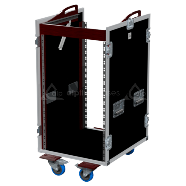 Open view of the 3D PRO rack flight case demonstrating the 18U front and 12U top mounting capabilities for large mixing consoles