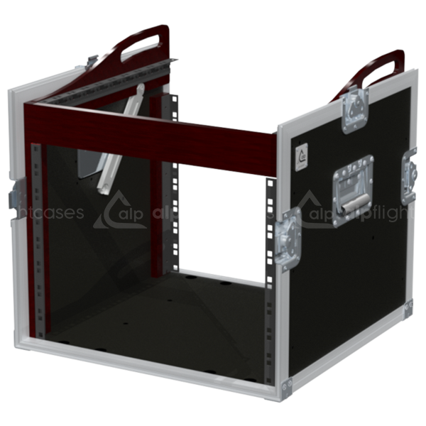 Open view of the 3D PRO rack flight case demonstrating the 8U front and 10U top mounting capabilities for compact mixing consoles