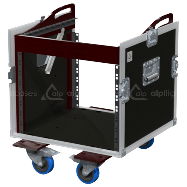 Open view of the 3D PRO rack flight case demonstrating the 8U front and 10U top mounting capabilities for compact mixing consoles