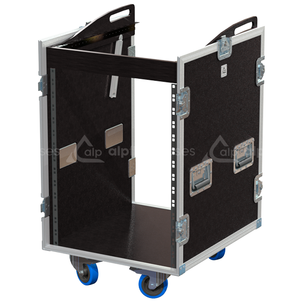 Flight Case RACK, 3D STD 19", 14U 12U-UP/DOWN - WHEELS
