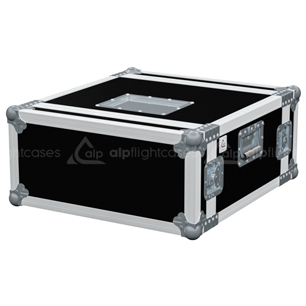 Exterior front view of the 19 inch 4U anti-shock rack with PVC finish by ALP Flight Cases