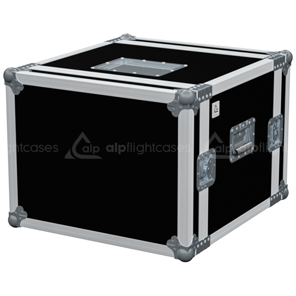 Exterior front view of the 19 inch 8U anti-shock rack with PVC finish by ALP Flight Cases