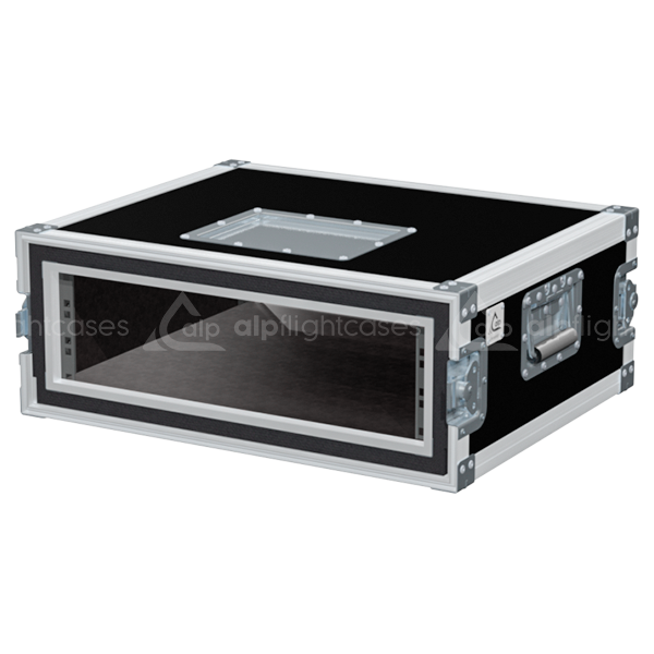 Open view of the anti-shock rack flight case demonstrating the ultra-compact 3U internal foam suspension system