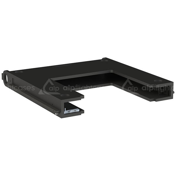 Front view of the 1U 500mm depth rental rack with access opening finished in semi-matte black by ALP Flight Cases