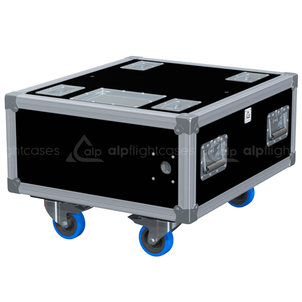 Front view of the professional Rack Side Sliding 19 inch 4U 550mm depth flight case with wheels by ALP Flight Cases