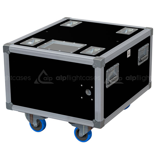 Front view of the professional Rack Side Sliding 19 inch 4U 550mm depth flight case with wheels by ALP Flight Cases