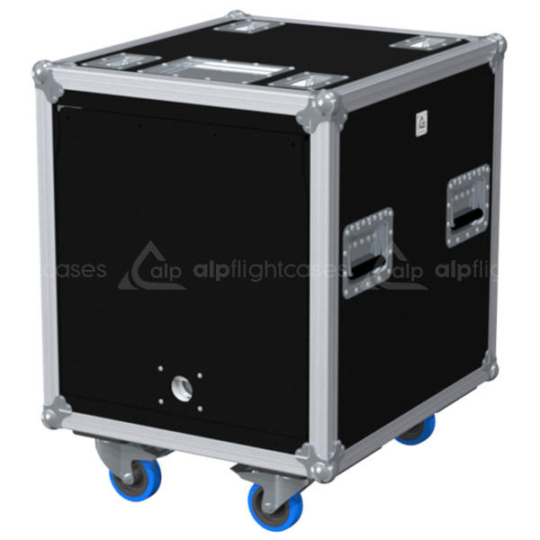 Front view of the professional Rack Sliding 19 inch 10U 550mm depth flight case with wheels by ALP Flight Cases