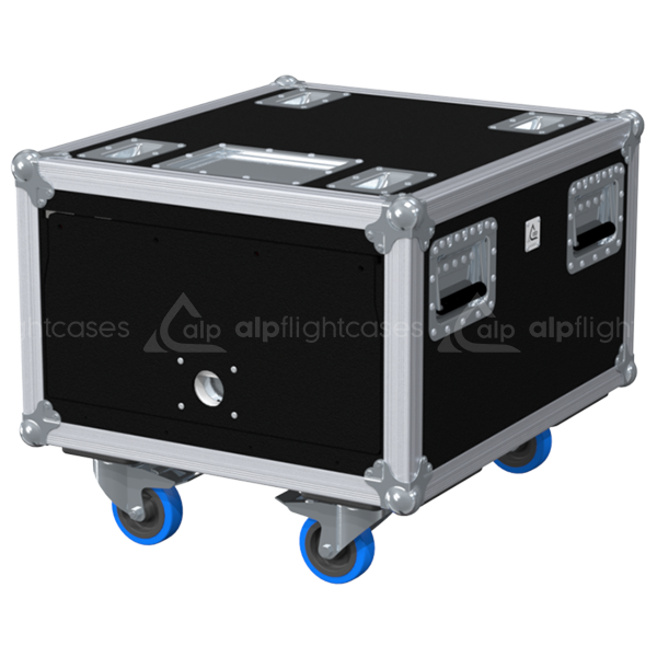 Front view of the professional Rack Sliding 19 inch 4U 550mm depth flight case with wheels by ALP Flight Cases