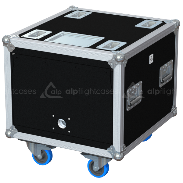 Front view of the professional Rack Sliding 19 inch 6U 550mm depth flight case with wheels by ALP Flight Cases