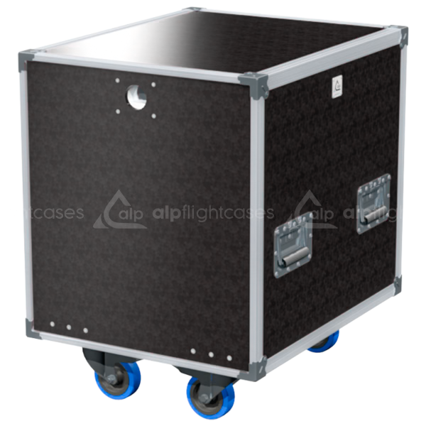 Front view of the professional Rack Speedy Box 19 inch 12U 550mm depth flight case with wheels by ALP Flight Cases