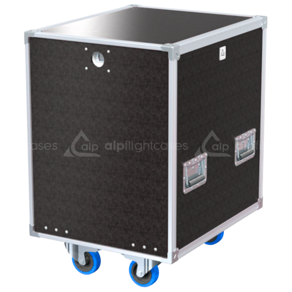 Front view of the professional Rack Speedy Box 19 inch 14U 550mm depth flight case with wheels by ALP Flight Cases