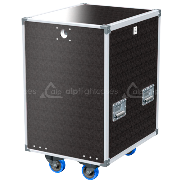 Front view of the professional Rack Speedy Box 19 inch 16U 550mm depth flight case with wheels by ALP Flight Cases
