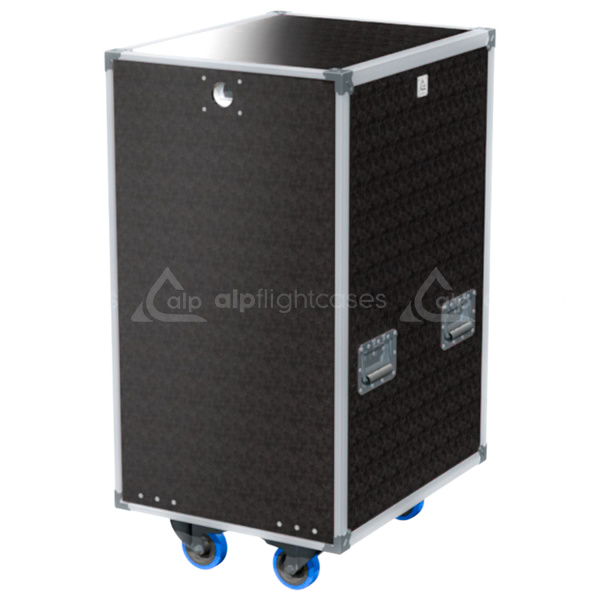 Front view of the professional Rack Speedy Box 19 inch 20U 550mm depth flight case with wheels by ALP Flight Cases