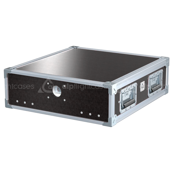 Front view of the professional Rack Speedy Box 19 inch 3U 550mm depth flight case by ALP Flight Cases