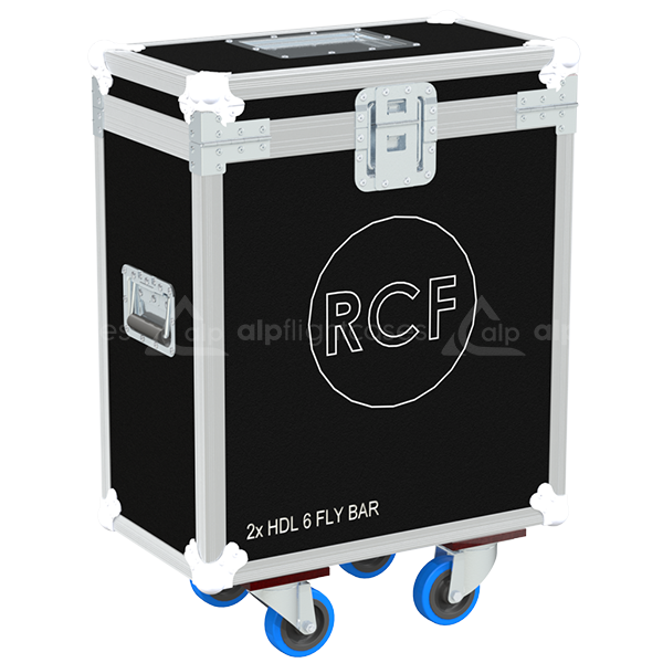 Professional flight case rear view, showcasing structural integrity and touring-grade finishing for 2x RCF HDL 6 Fly Bars by ALP Flight Cases.