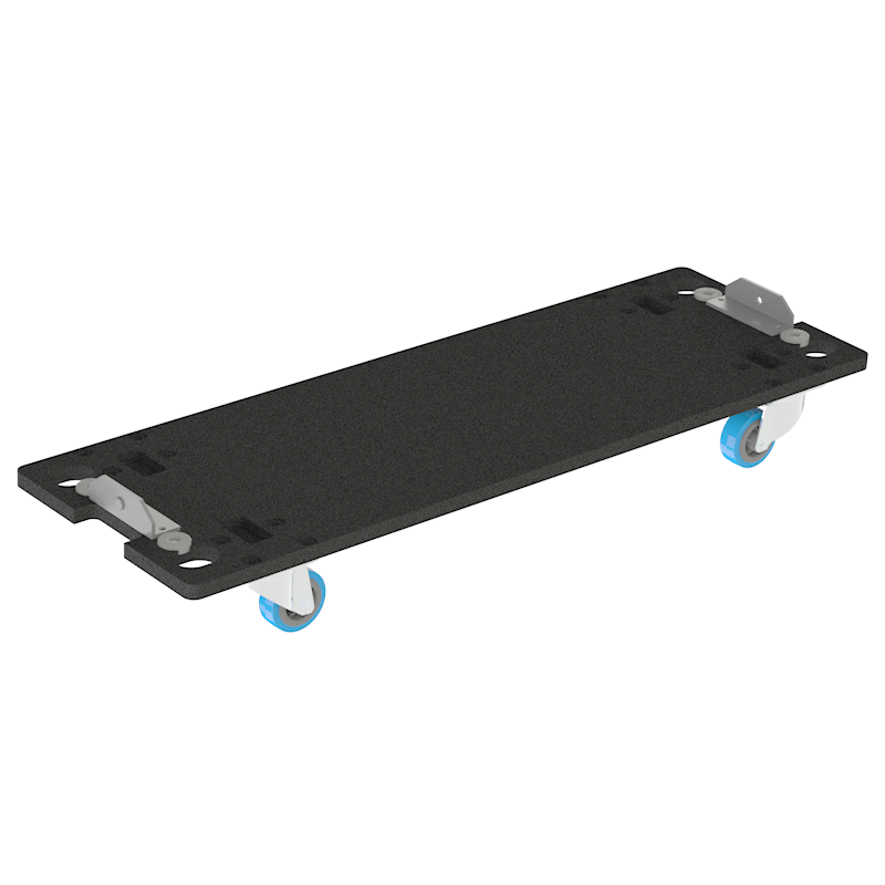 Top view of the custom wheel board (skate) for d&b audiotechnik J8 loudspeaker by ALP Flight Cases