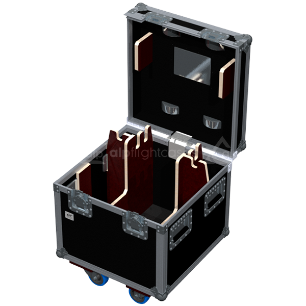 Empty interior view of the professional flight case, highlighting the precision-engineered compartment for motor housing and cabling.